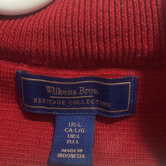 Red Quarter Zip Mens Sweater - Picture 3 of 3